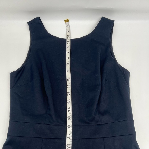 Banana Republic Navy Sleek Flounce Midi Sleeveless Shift Dress Ruffle Trim 8‎ - Picture 8 of 12